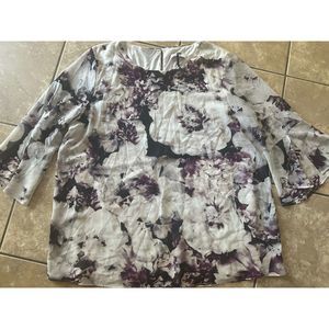 Calvin Klein Floral Blouse - Purple and White